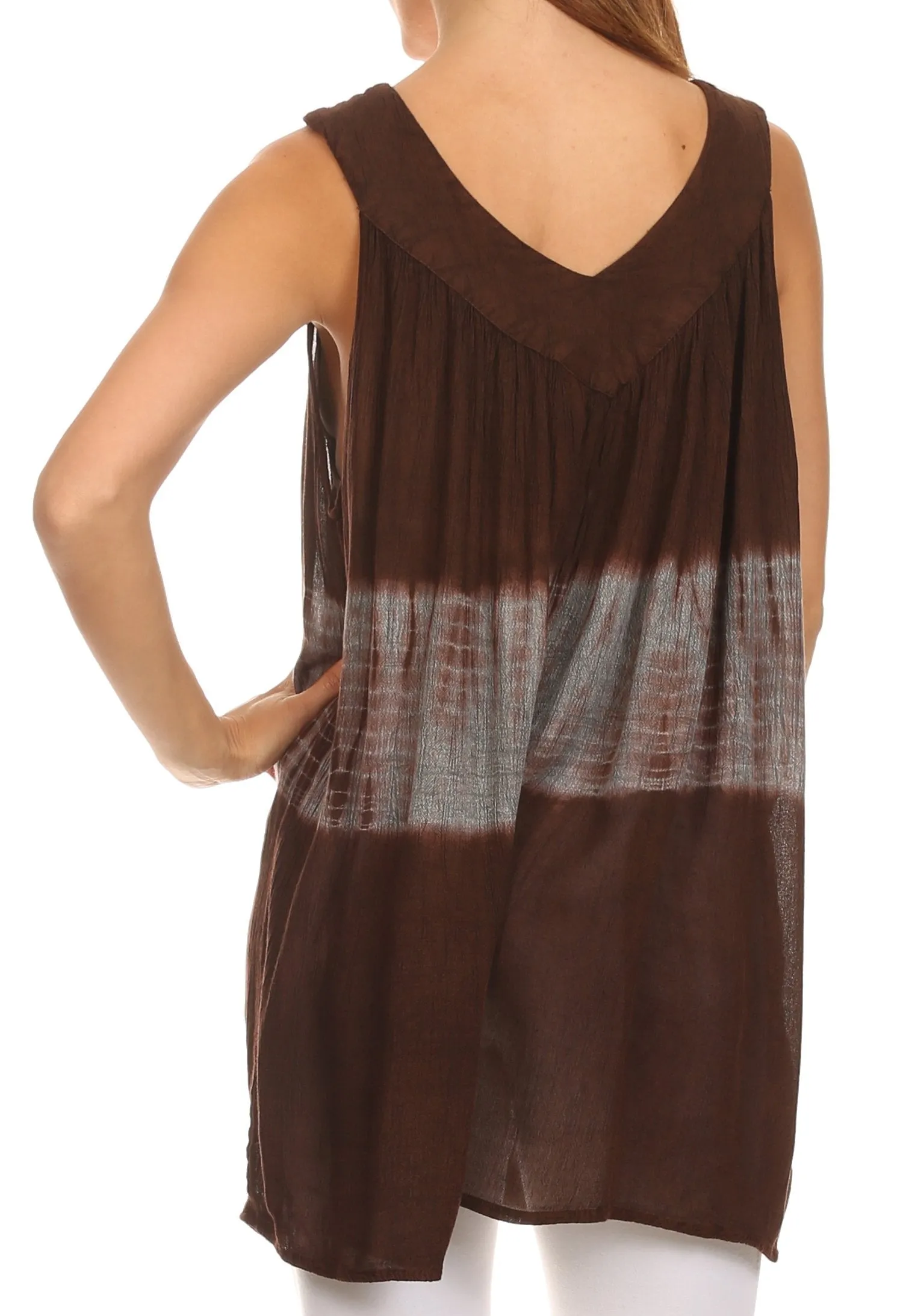 Sakkas Nita Batik Relaxed Fit Scoop Neck Sleeveless Top