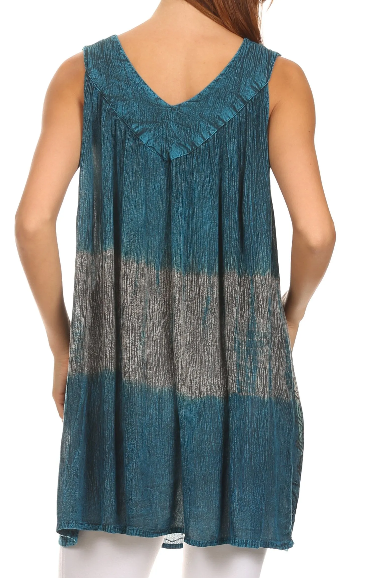 Sakkas Nita Batik Relaxed Fit Scoop Neck Sleeveless Top