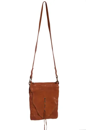 Scully Womens Tan Leather Whip Stitch Grommets Handbag