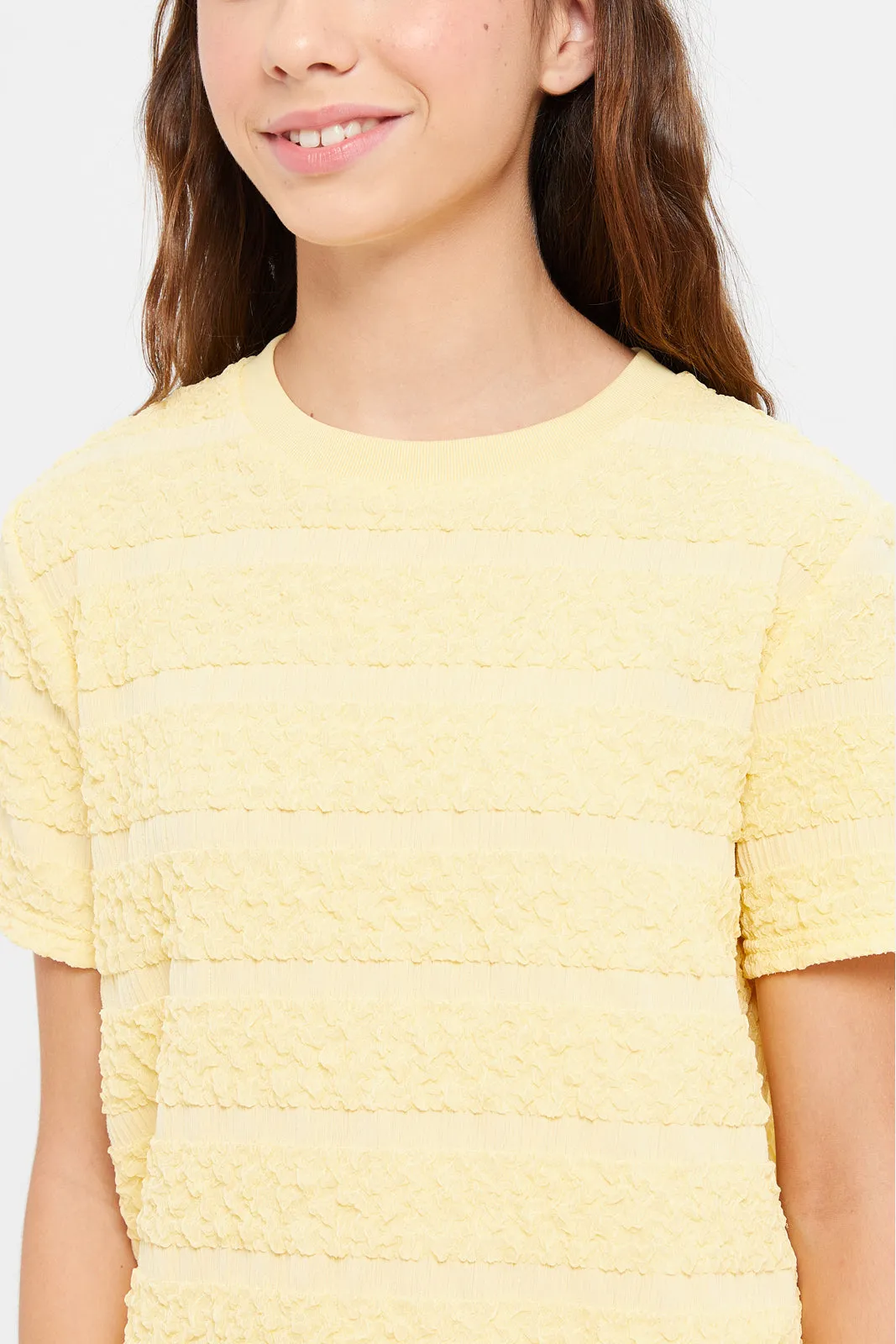 Senior Girls Yellow Jacquard Top