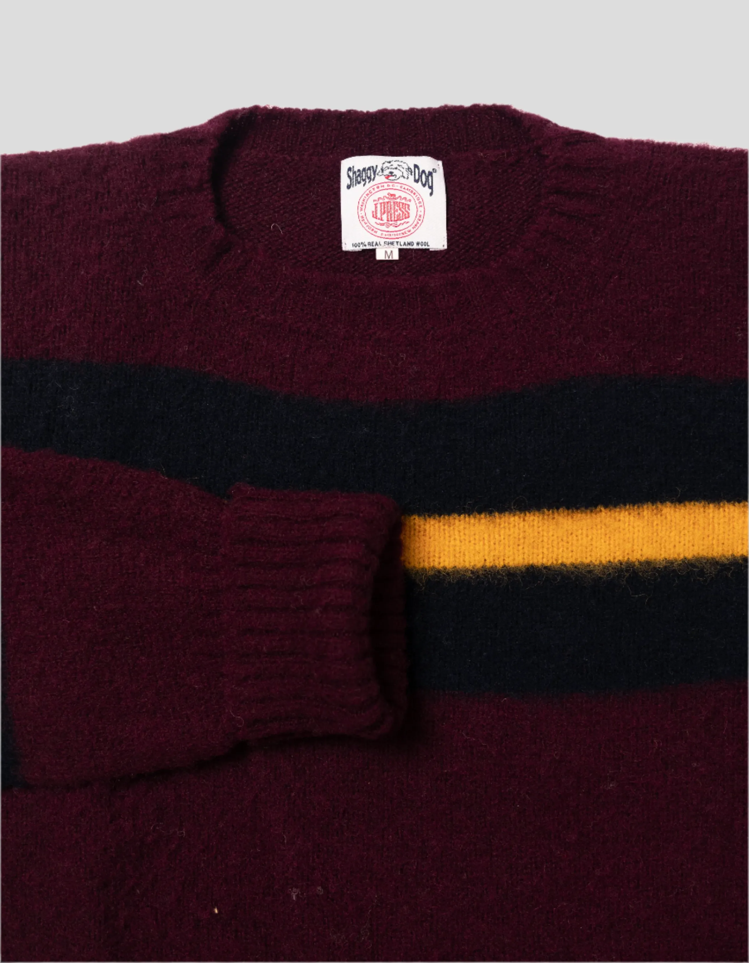 SHAGGY DOG STRIPE SWEATER - BURGUNDY/NAVY/YELLO CLASSIC FIT