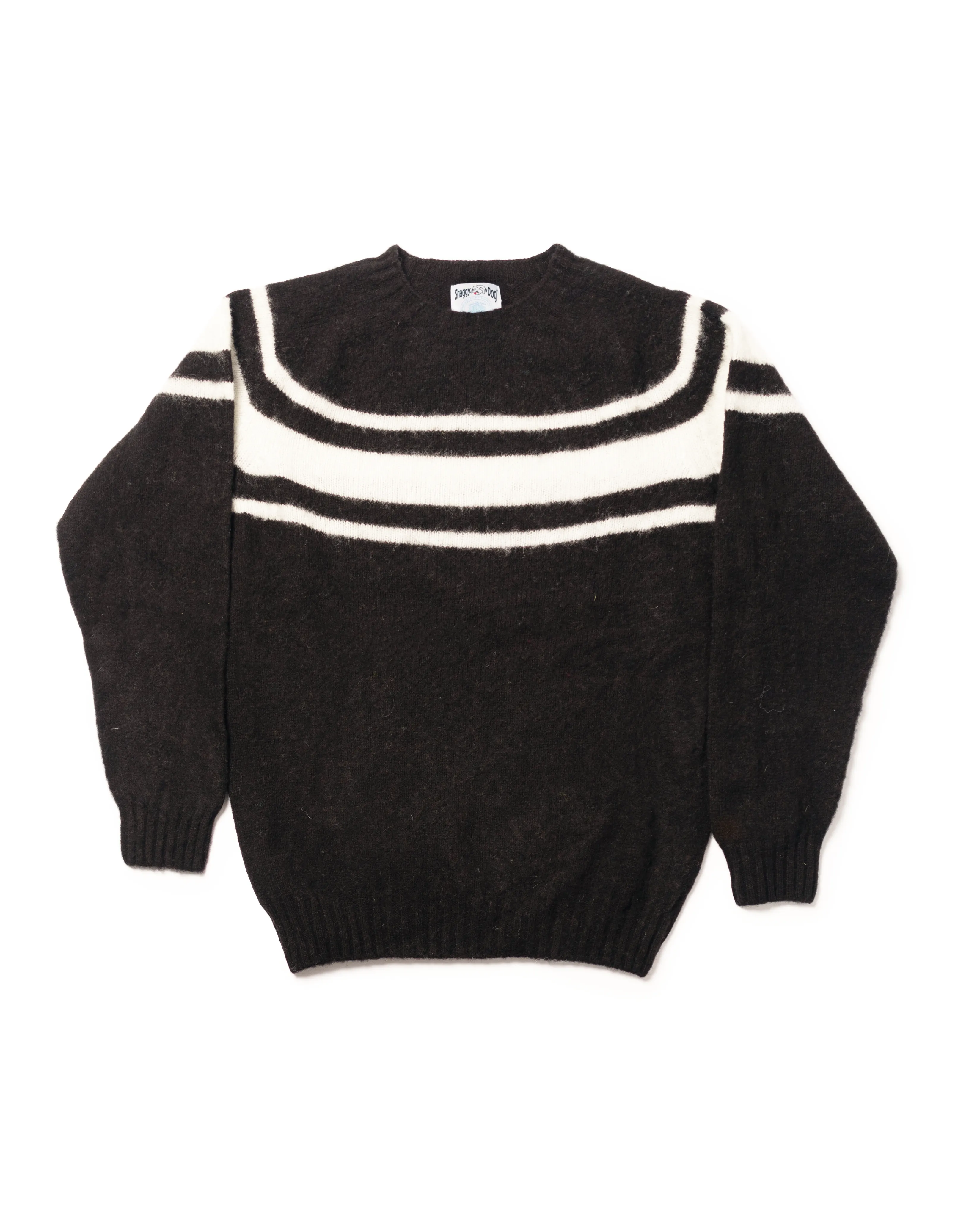 SHAGGY DOG SWEATER BROWN CHEST STRIPE - TRIM FIT