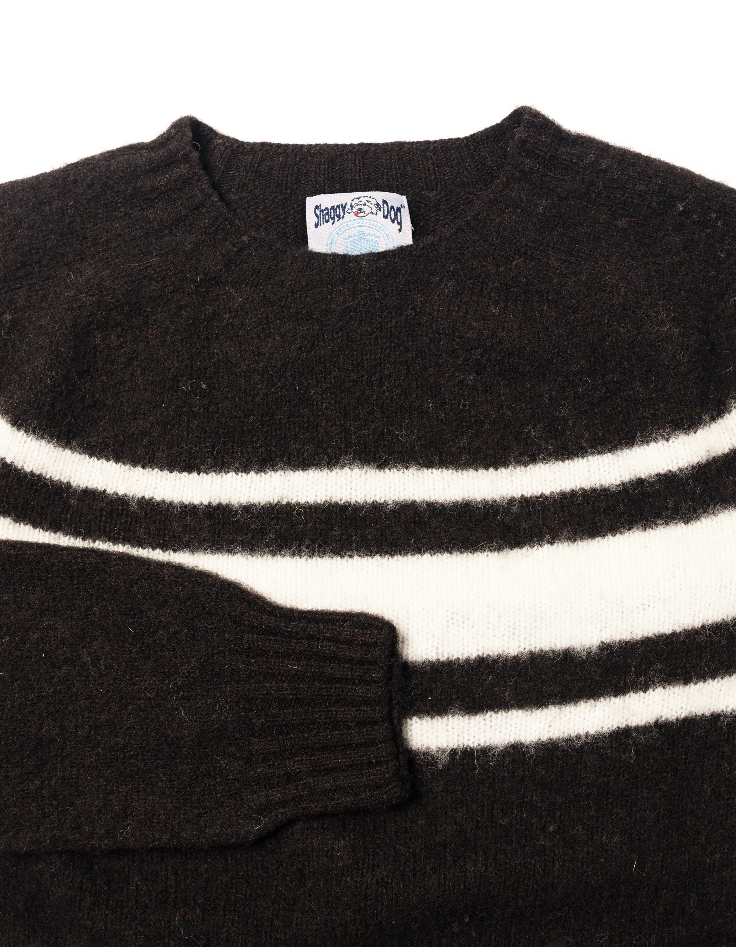 SHAGGY DOG SWEATER BROWN CHEST STRIPE - TRIM FIT