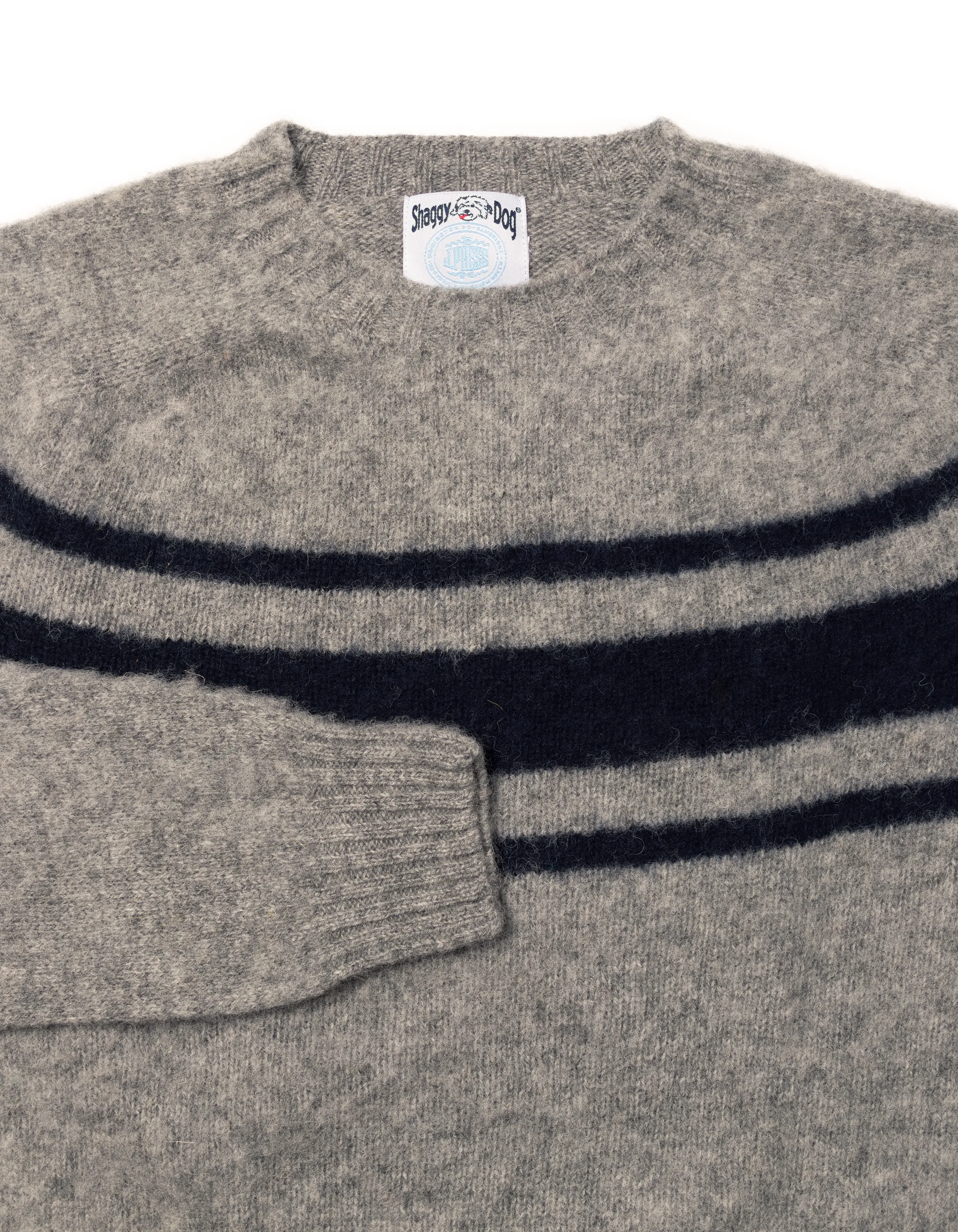 SHAGGY DOG SWEATER GREY CHEST STRIPE - TRIM FIT