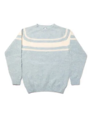 SHAGGY DOG SWEATER LIGHT BLUE CHEST STRIPE - TRIM FIT