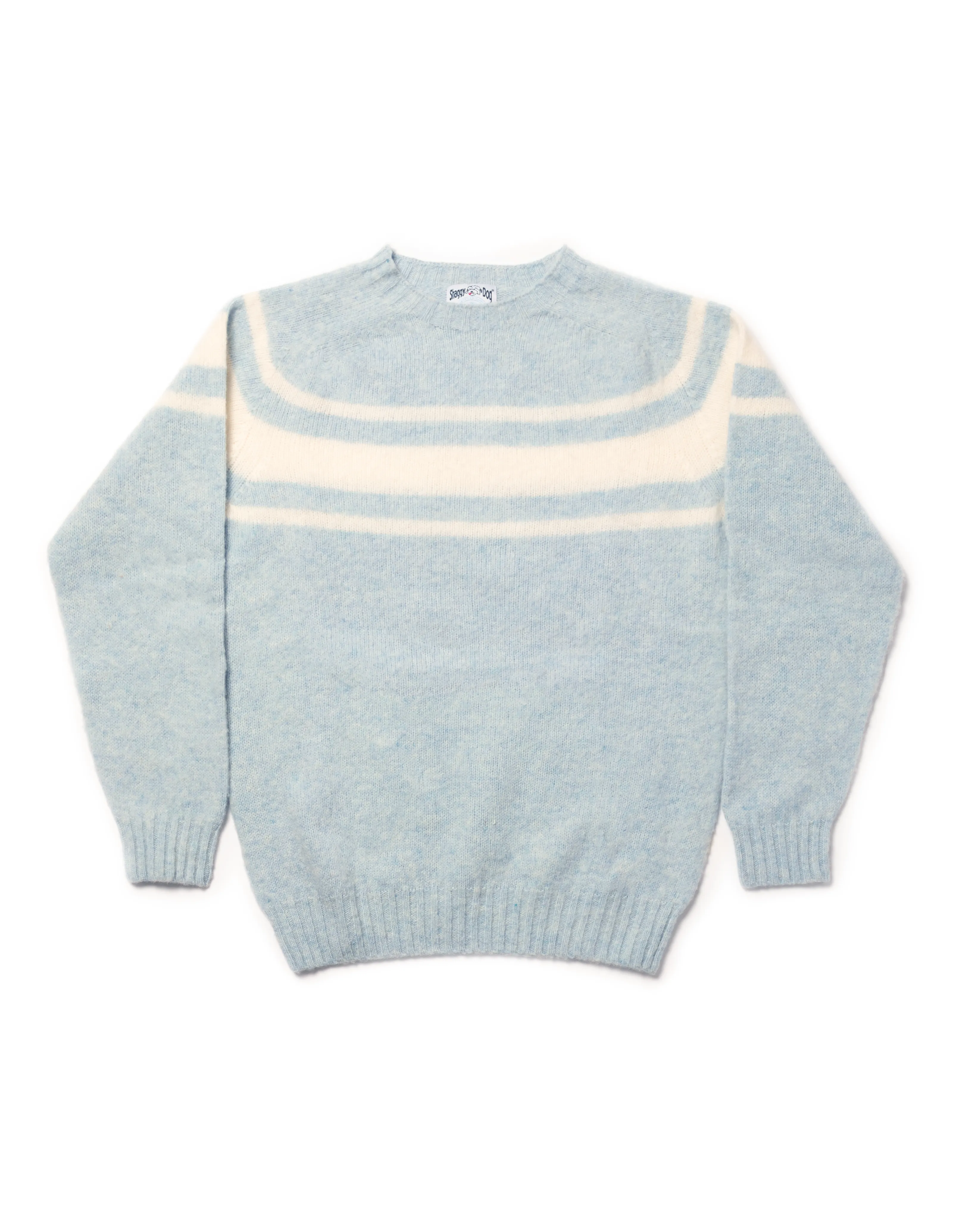 SHAGGY DOG SWEATER LIGHT BLUE CHEST STRIPE - TRIM FIT