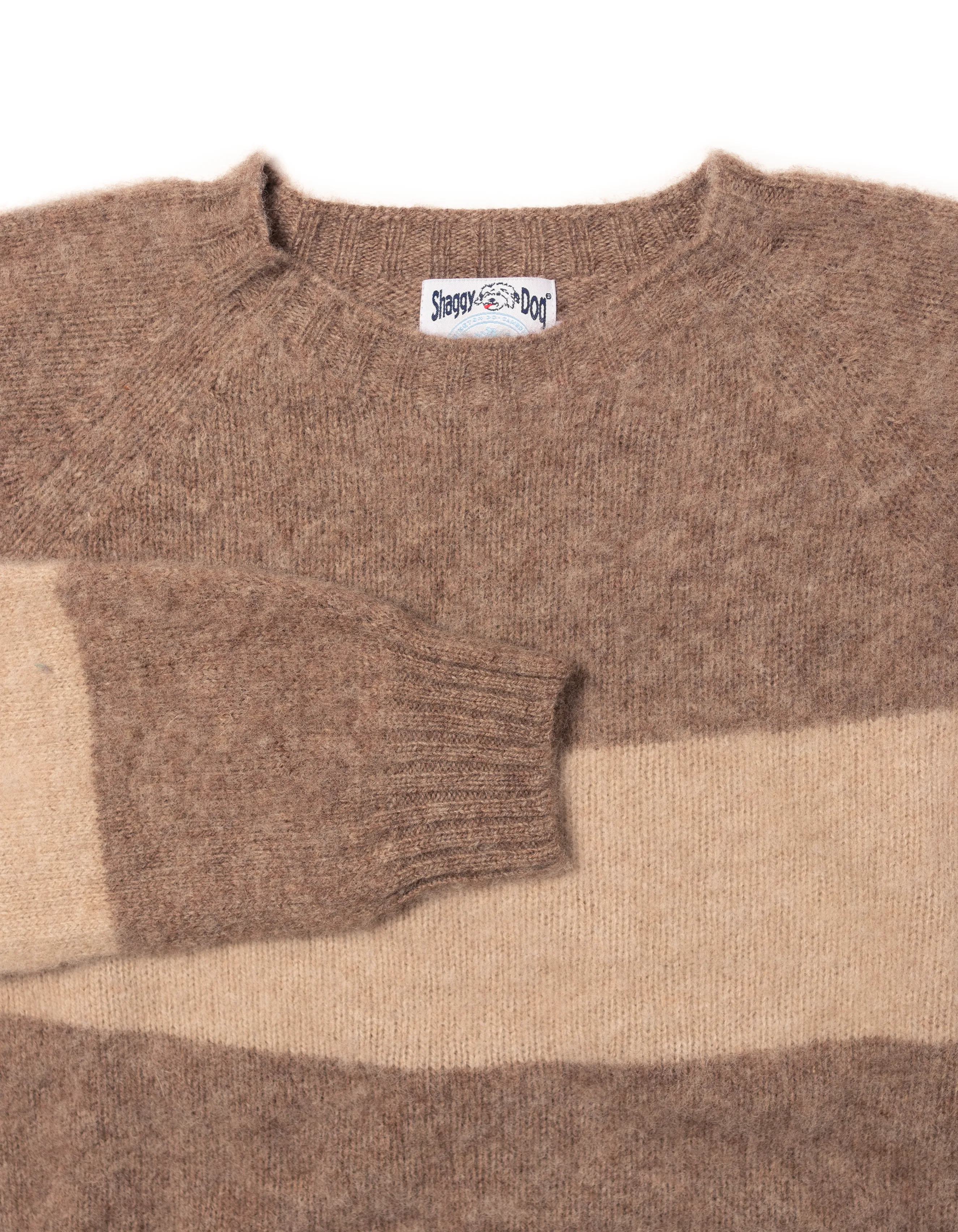 SHAGGY DOG SWEATER TONAL BLOCK STRIPE NUTMEG/OATMEAL - TRIM FIT