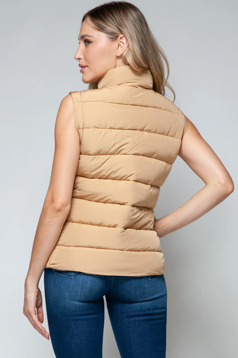 Sharla Iced Coffee Zip Up Turtleneck Vest with Pockets