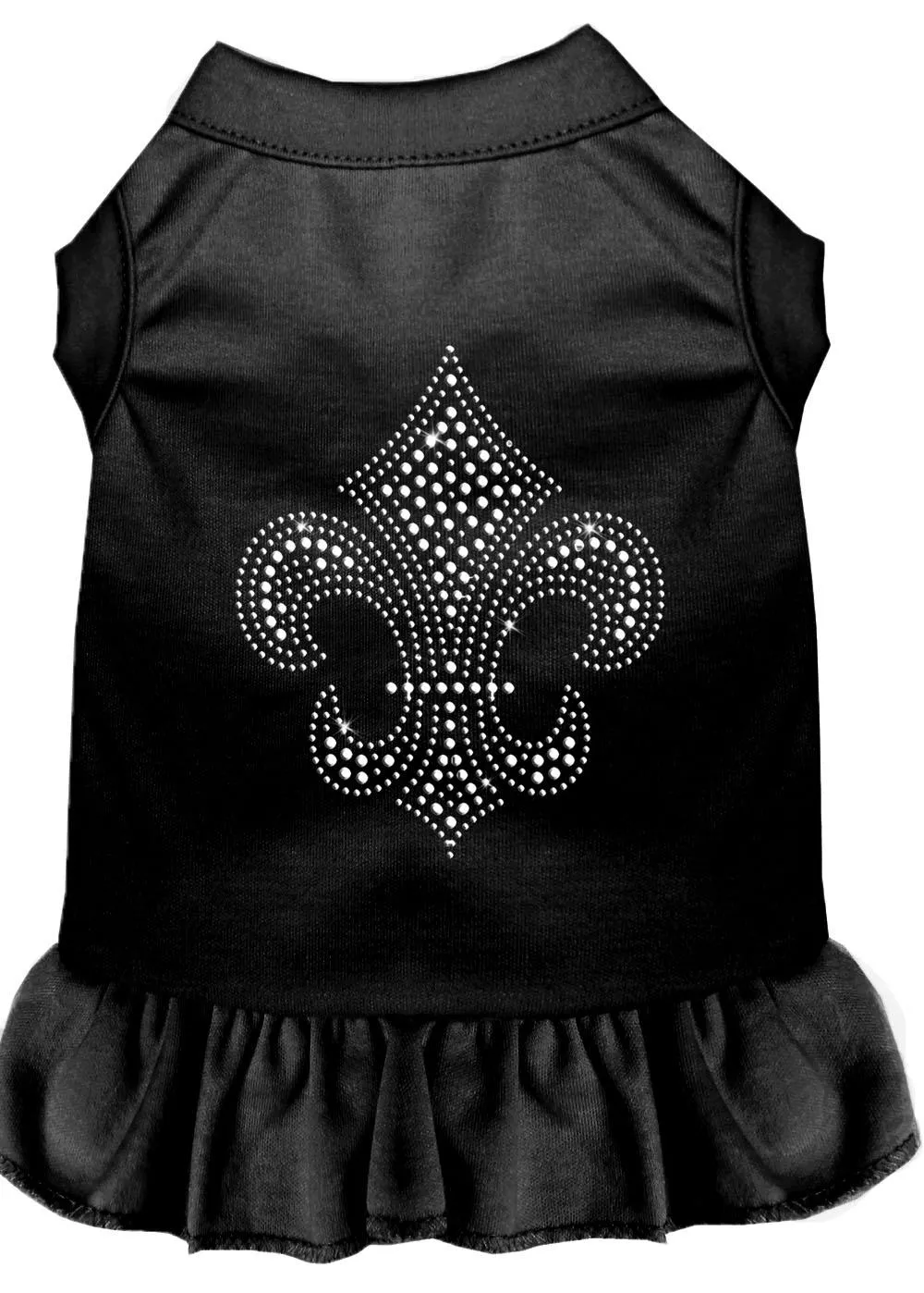 Silver Fleur De Lis Rhinestone Dress Black Xxl (18)