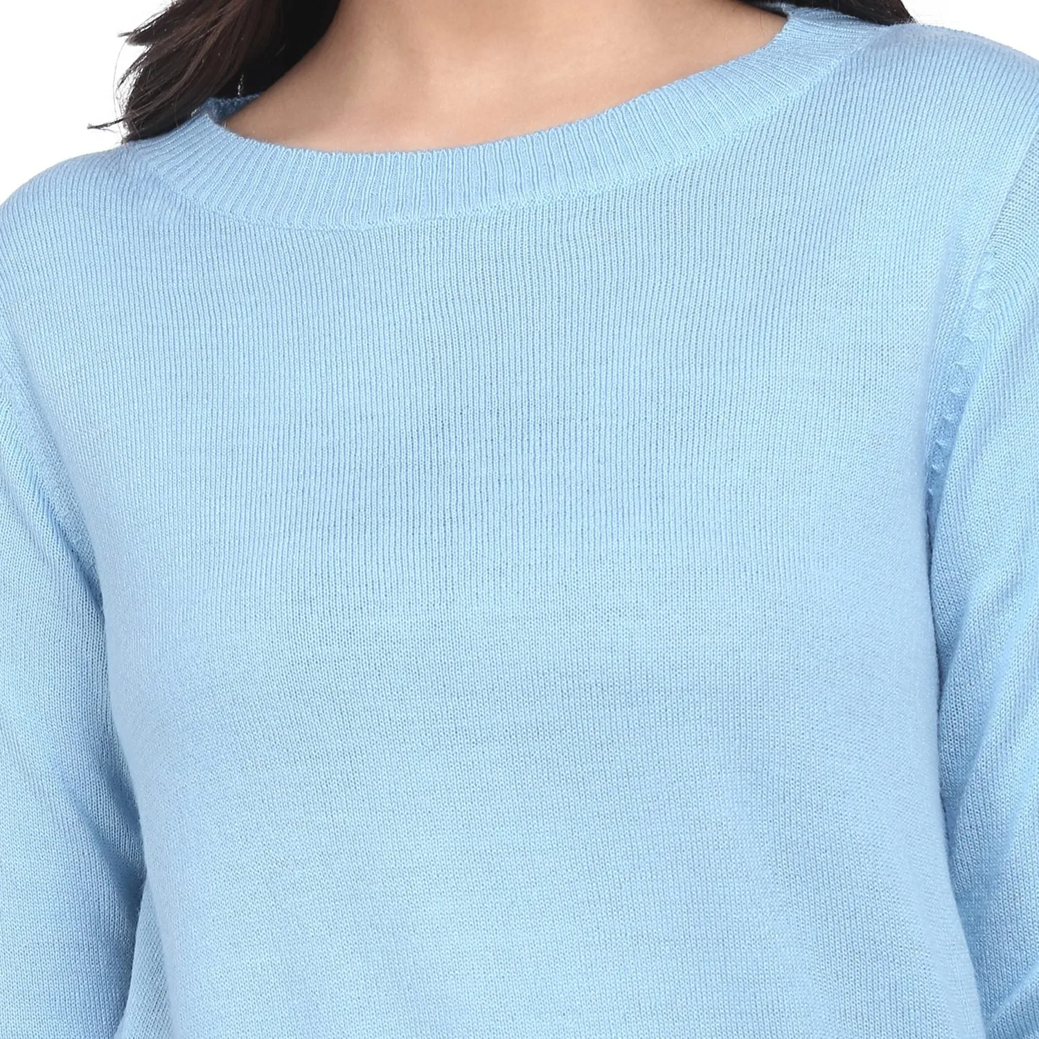 Sky Blue Full Sleeves Buttoned Pullover Women's Sweater