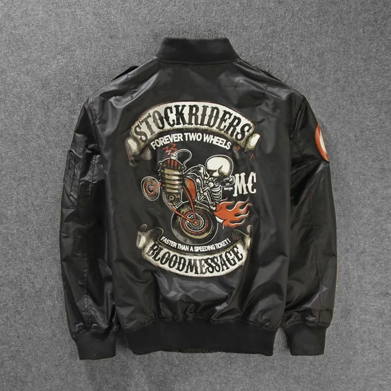 Stockriders Motorcycle Jackets Bomber Trench Men Baseball Skull Outerwear Men Pilot Windbreaker Thin Jackets Spring Autumn