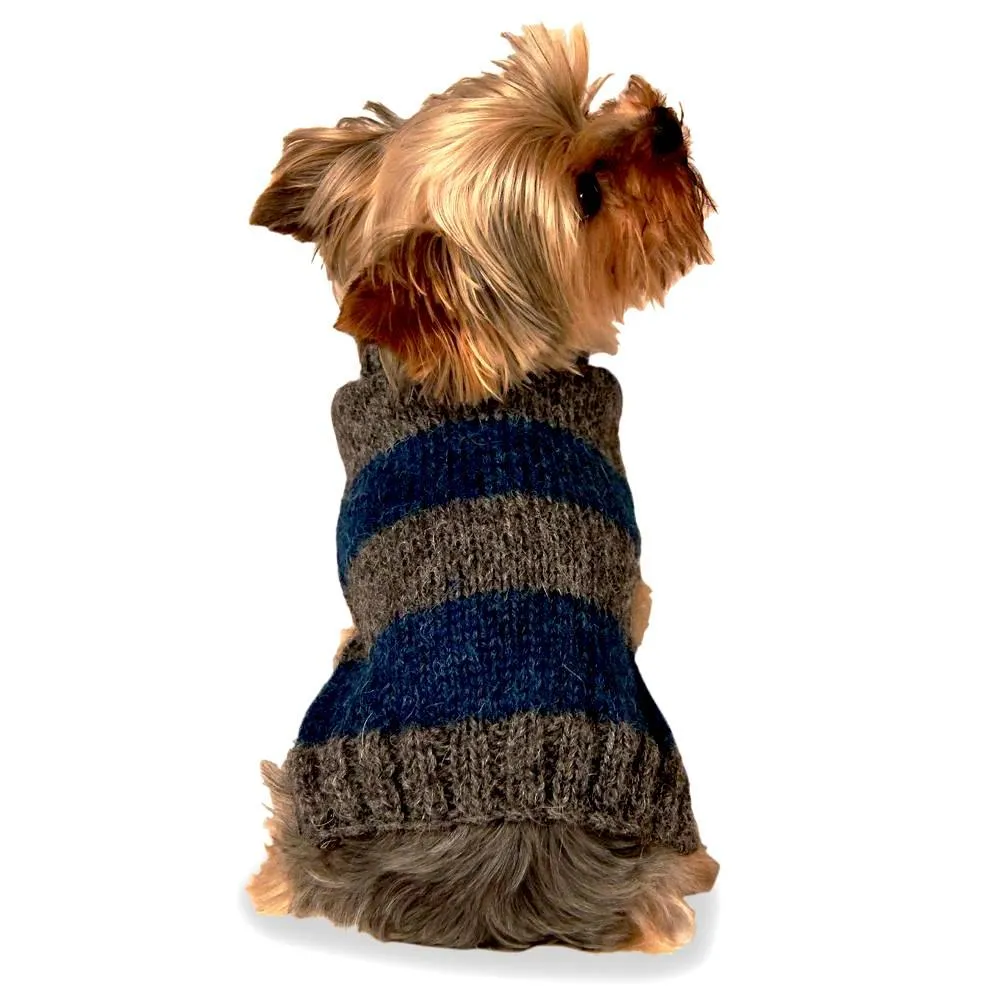 Striped Dog Sweater Blue And Gray