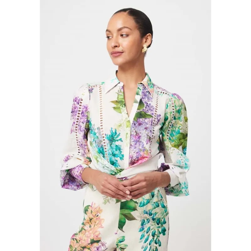 Swanson Embroidered Cotton Voile Shirt | Wisteria Alba