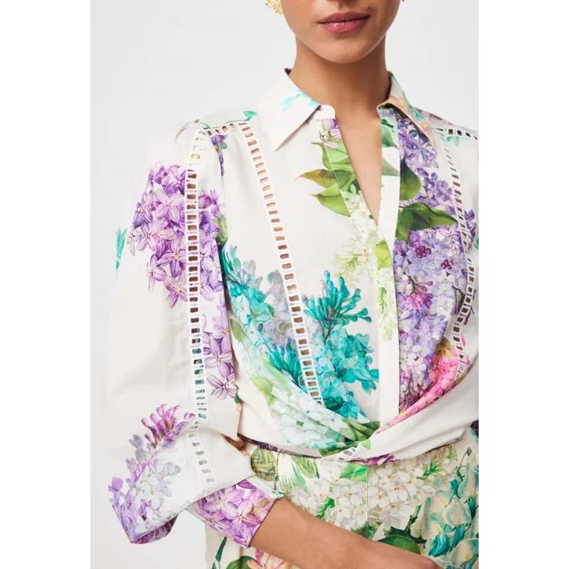 Swanson Embroidered Cotton Voile Shirt | Wisteria Alba