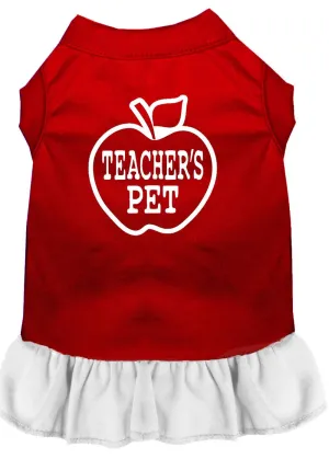 Teachers Pet Screen Print Dress Red With White Sm (10)