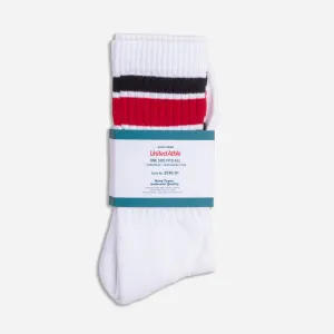 THICK SOLE CREW SOCK - WHITE/BLACK/RED