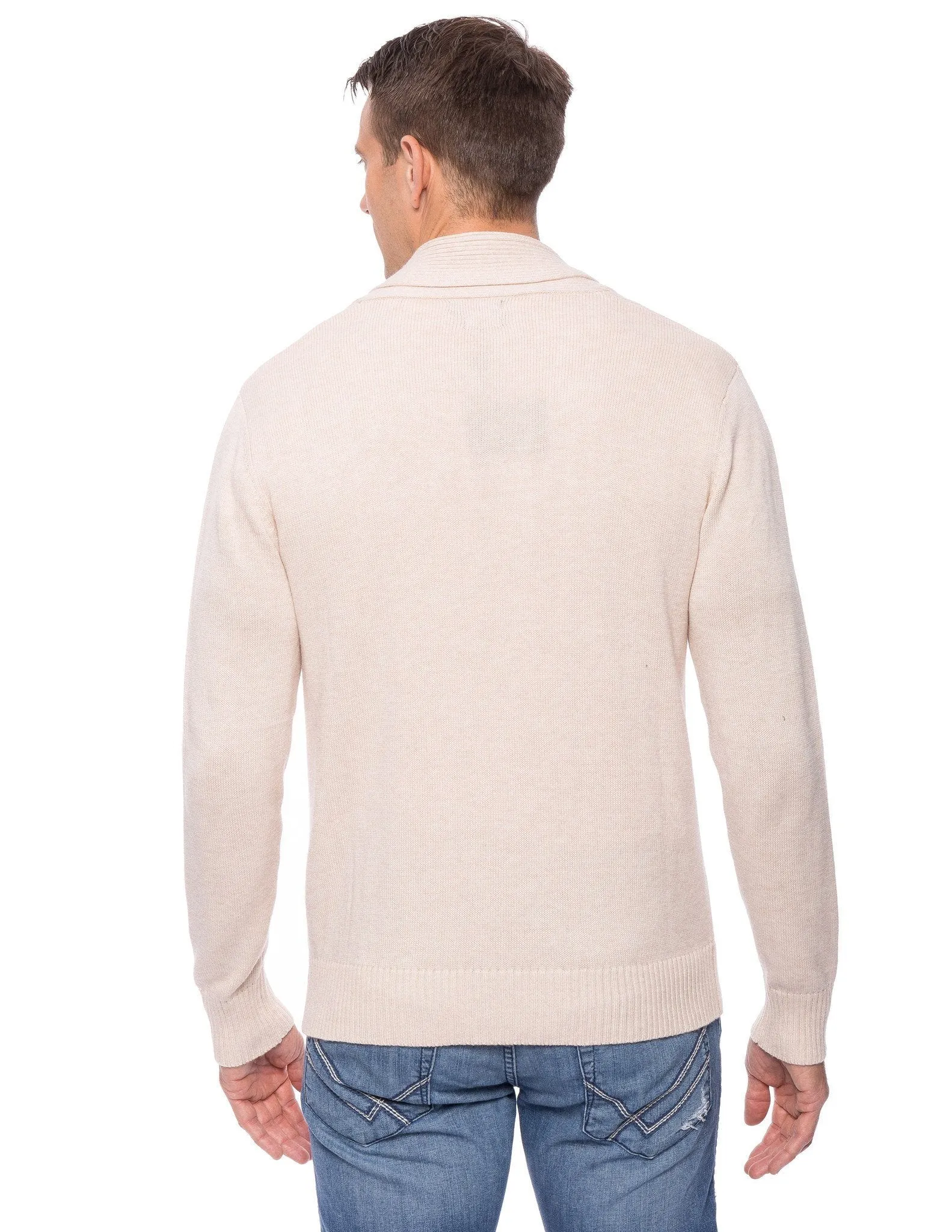 Tocco Reale Men's Cashmere Blend Shawl Collar Pullover Sweater - Stone