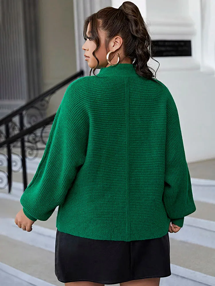 Wenkouban-Christmas Thanksgiving outfits_Dark Plus Size Casual Soft Long Sleeve Green Christmas Sweater