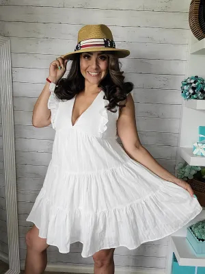 White Tiered Ruffle Mini Dress