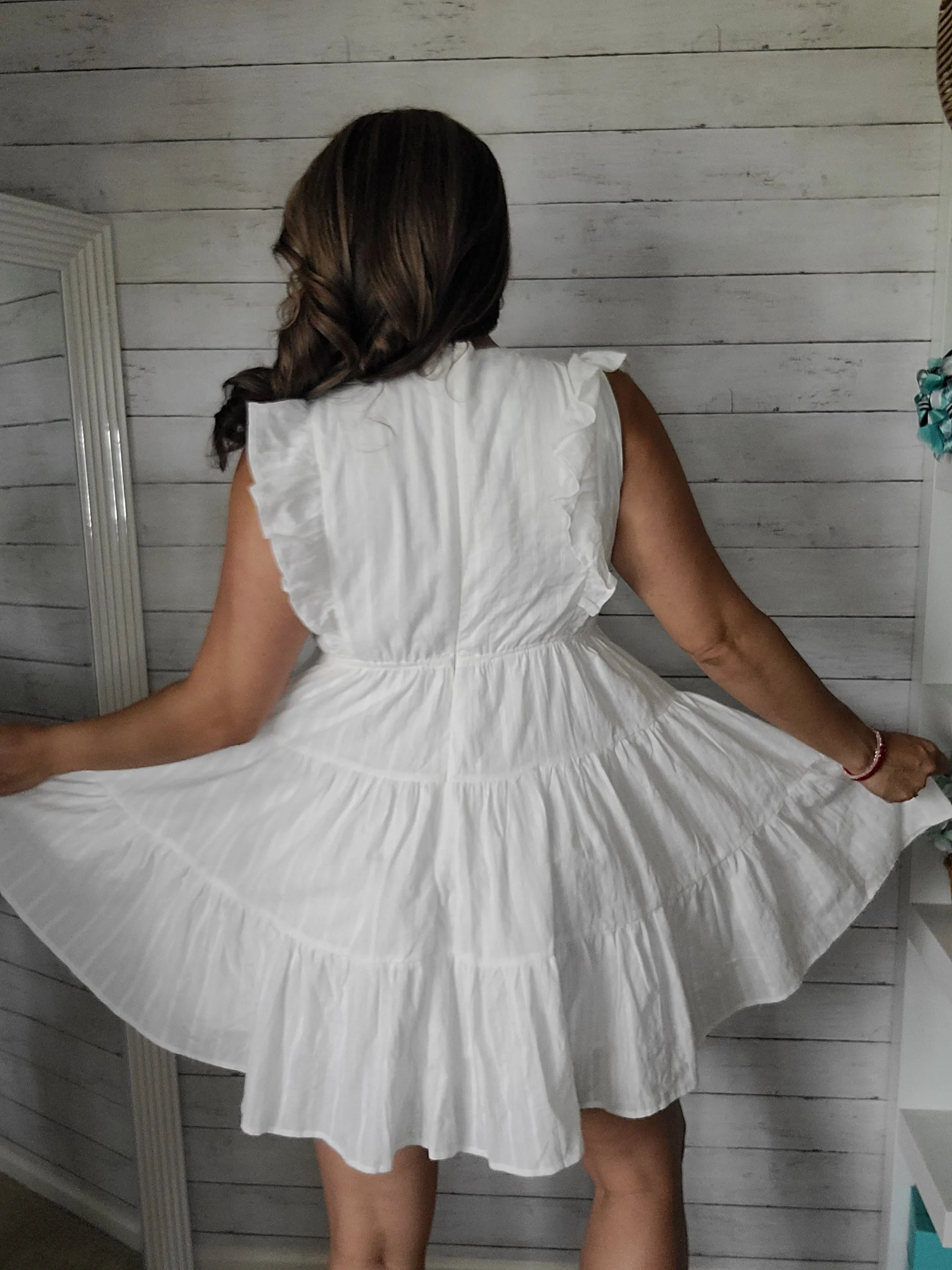 White Tiered Ruffle Mini Dress