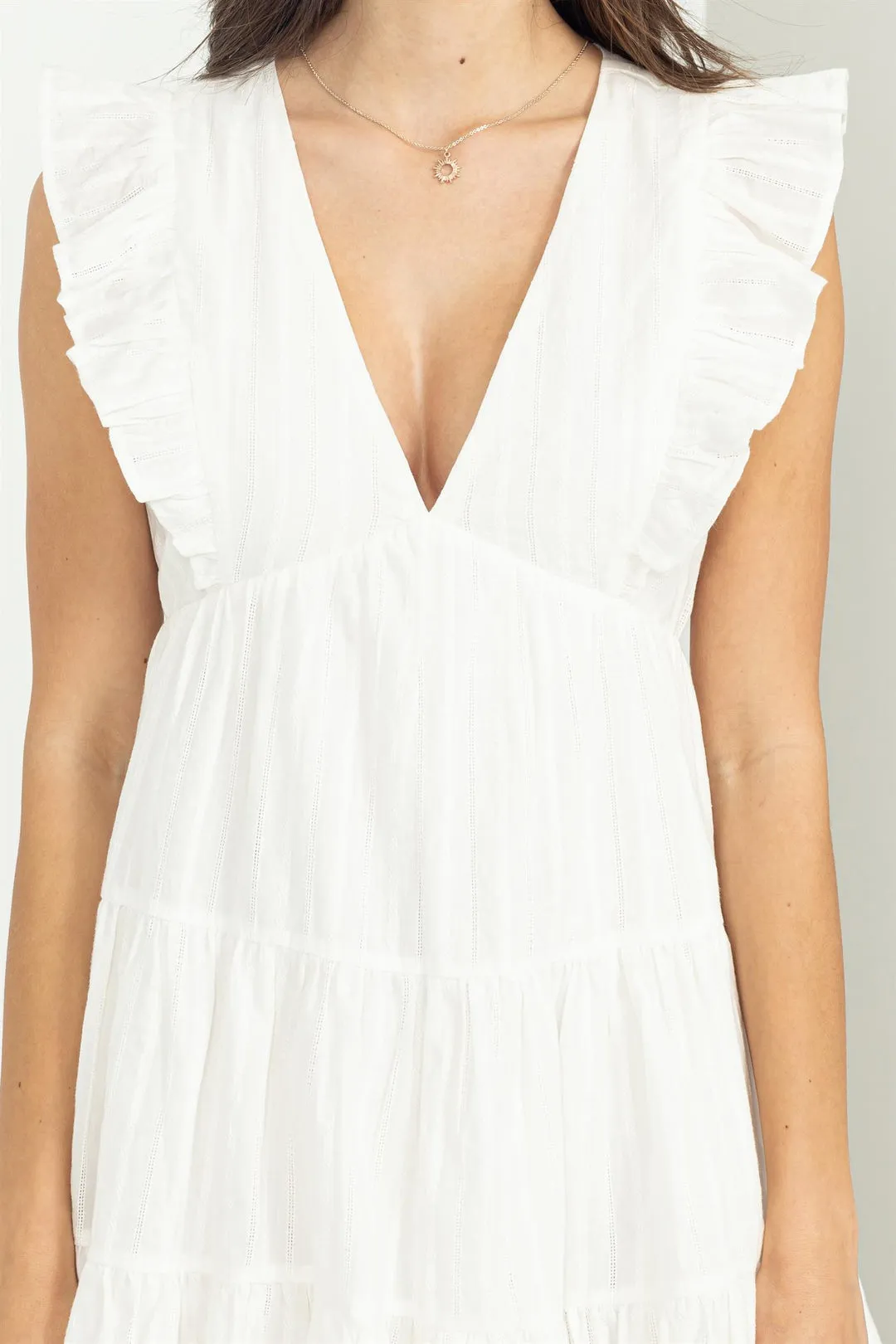 White Tiered Ruffle Mini Dress