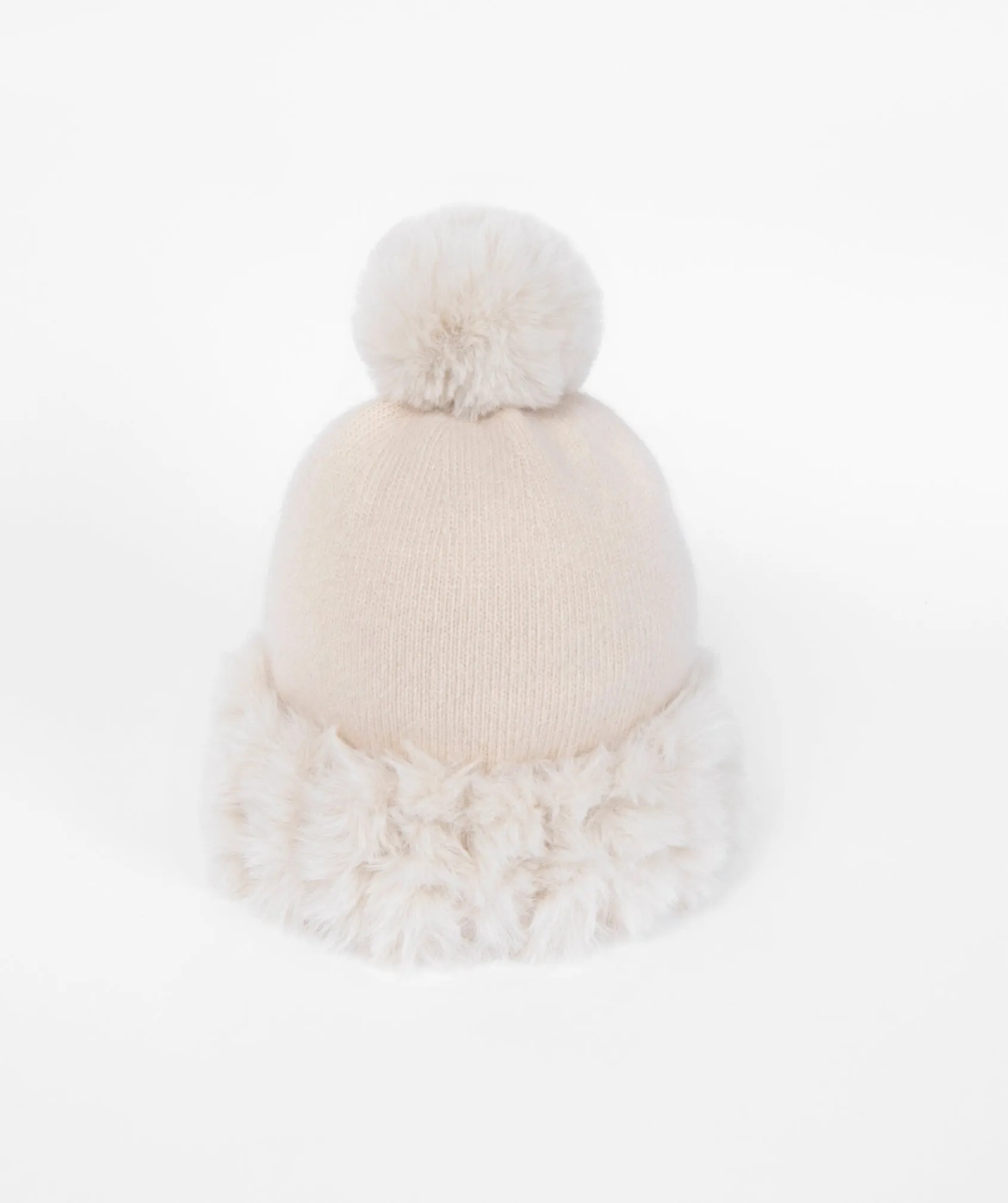 Winter White Beanie Hat with Pom Pom