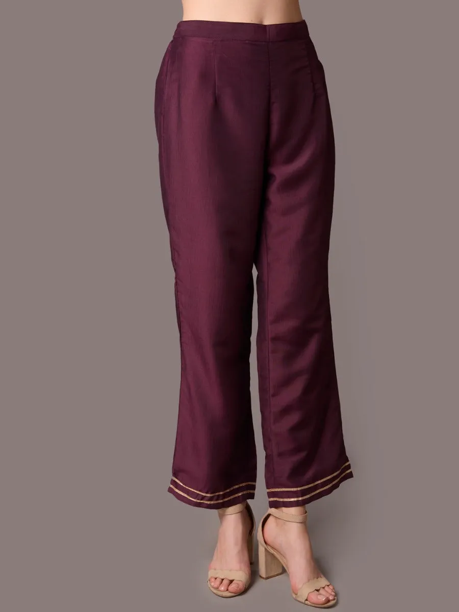 Women Purple Ornamental Printed Kurta With Comfort Pant