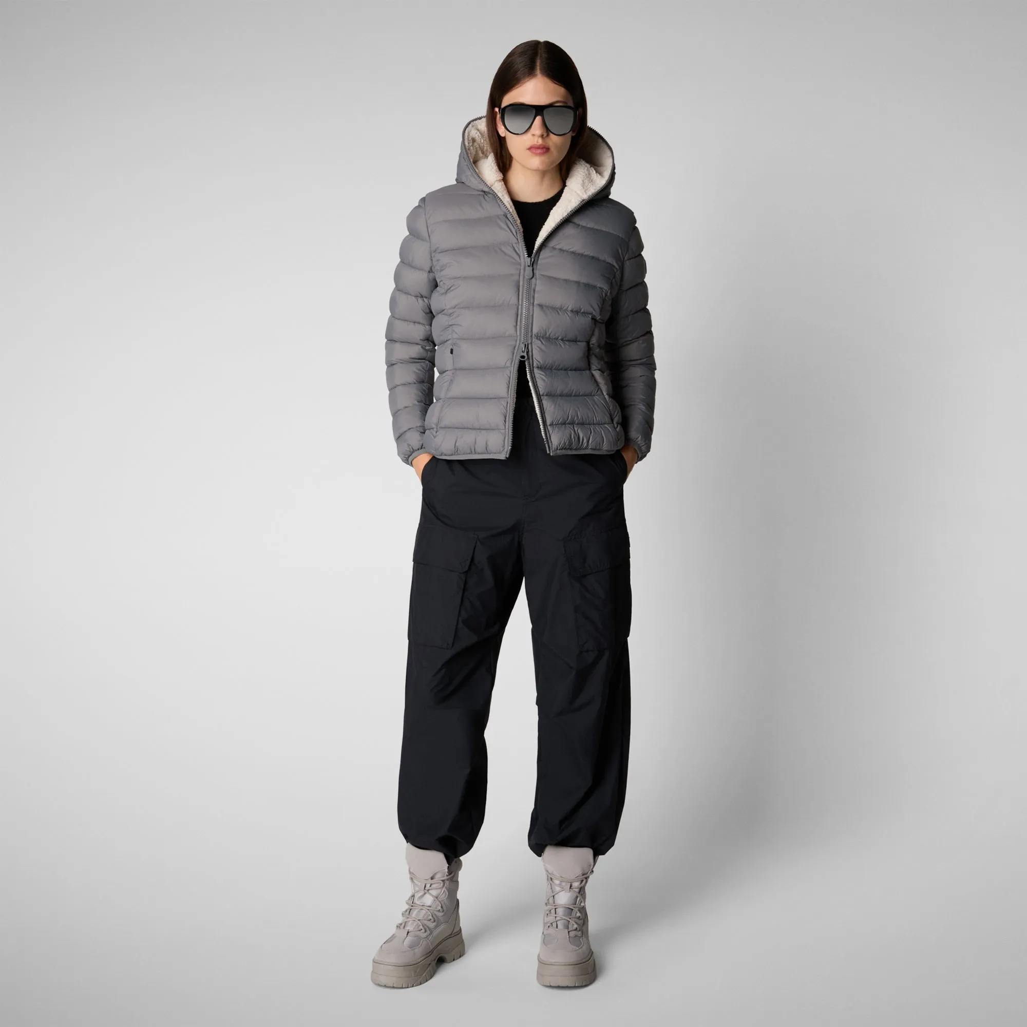 Women's  animal free Puffer jacket Ethel in mid grey