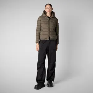 Women's  animal free Puffer jacket Ethel in mud grey