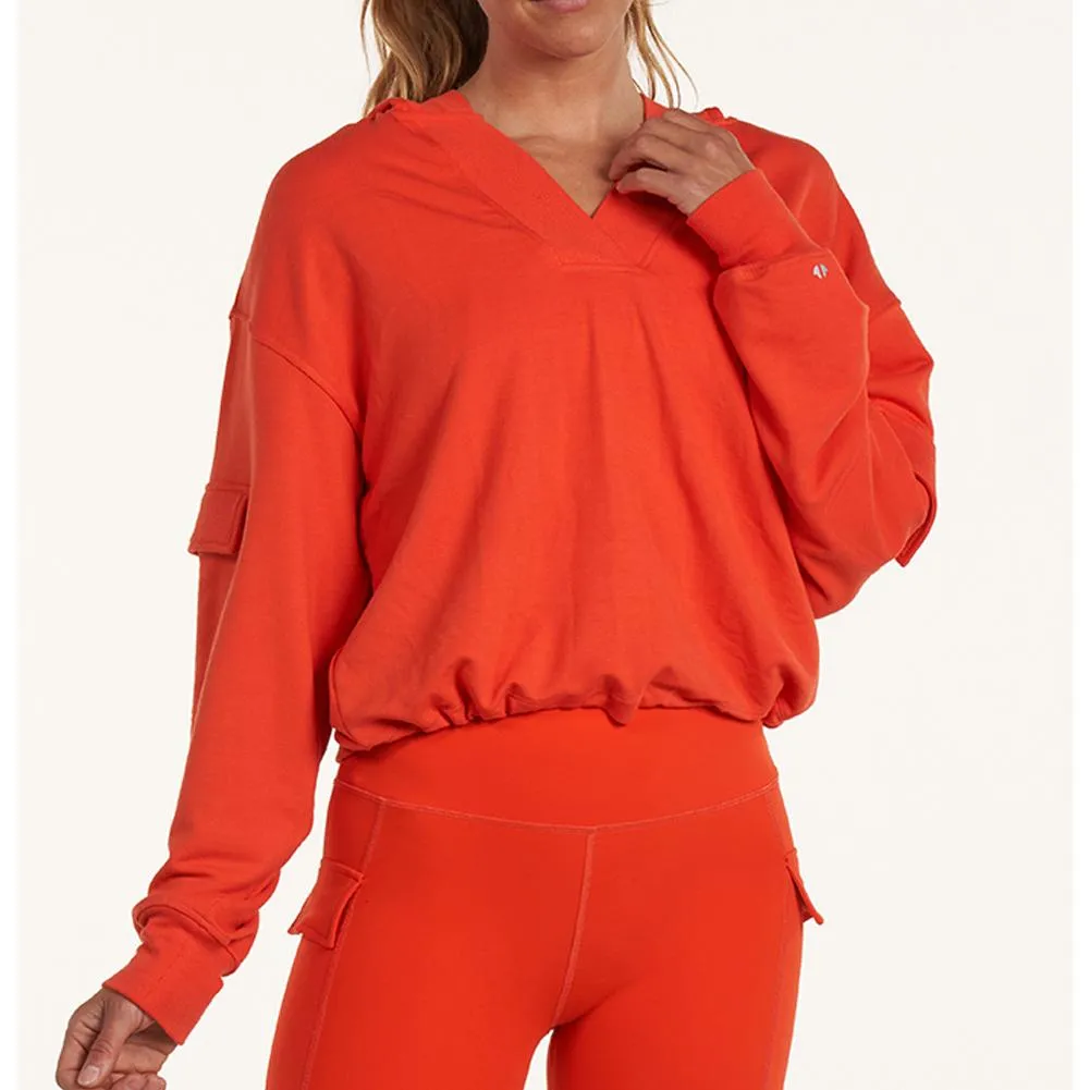 Women`s Cargo Pocket Tennis Hoodie Flame