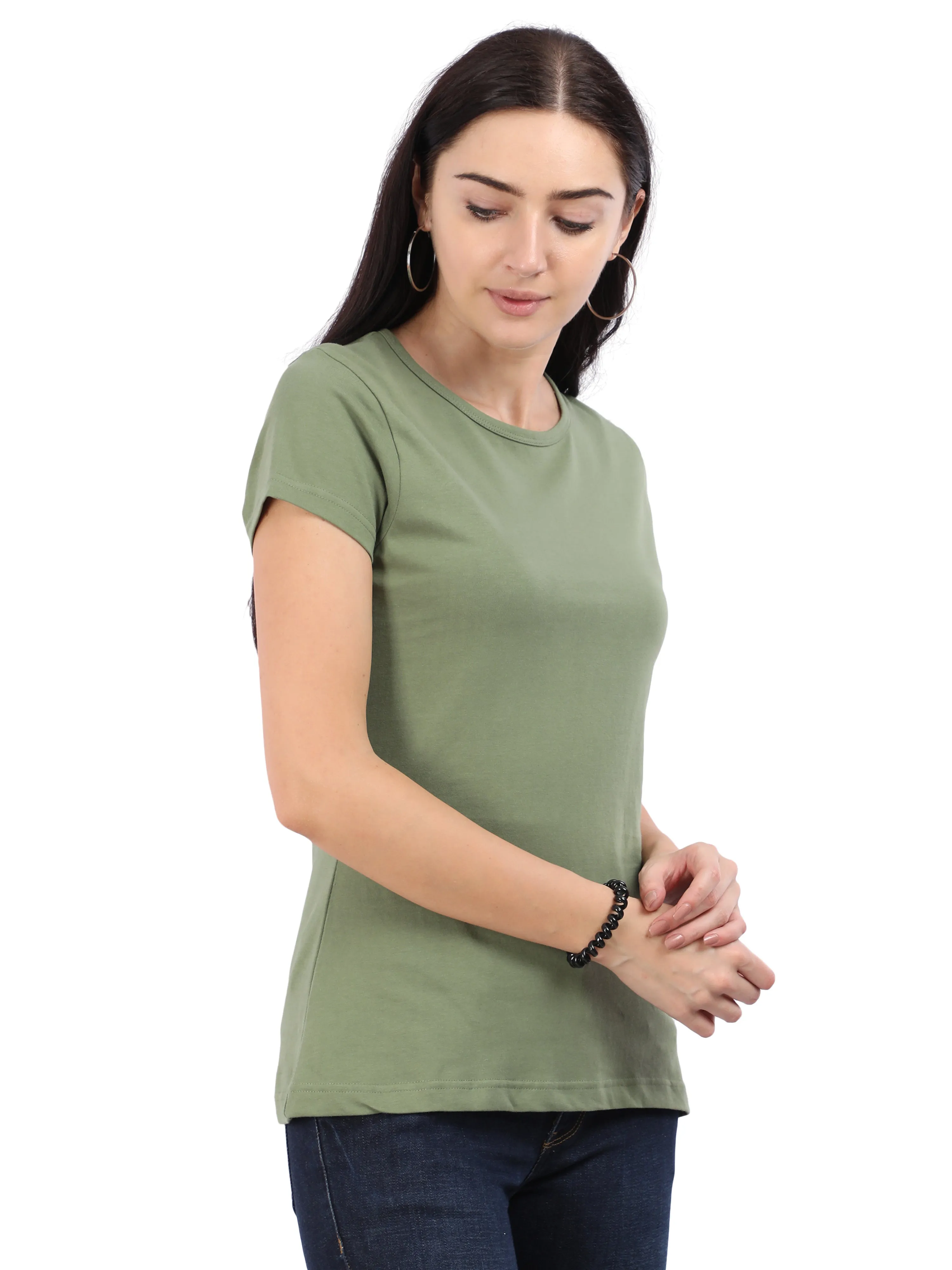 Woodwose Organic Clothing Women's Regular Fit Organic Cotton T-shirt - Olive Green