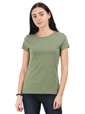 Woodwose Organic Clothing Women's Regular Fit Organic Cotton T-shirt - Olive Green