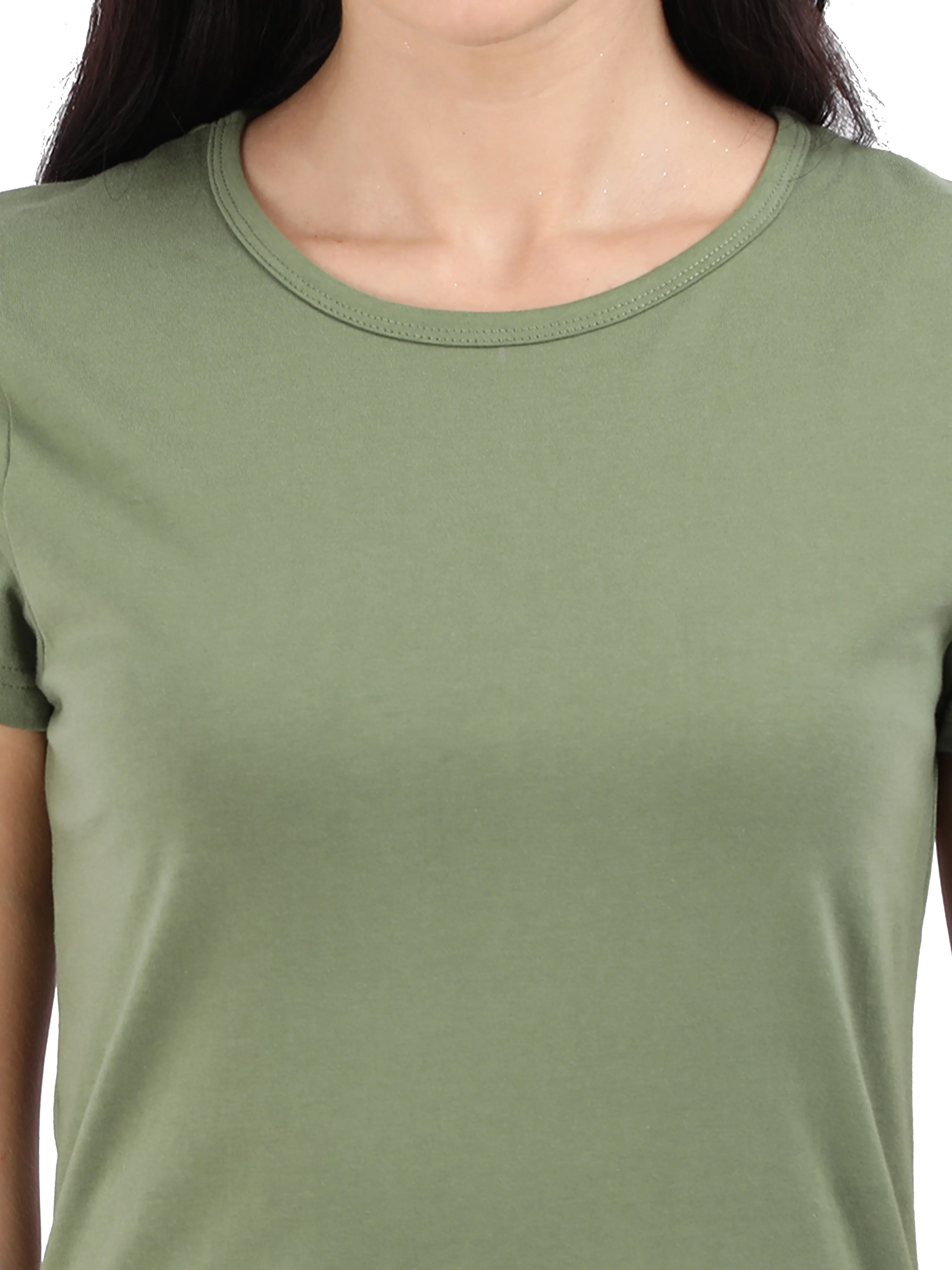 Woodwose Organic Clothing Women's Regular Fit Organic Cotton T-shirt - Olive Green