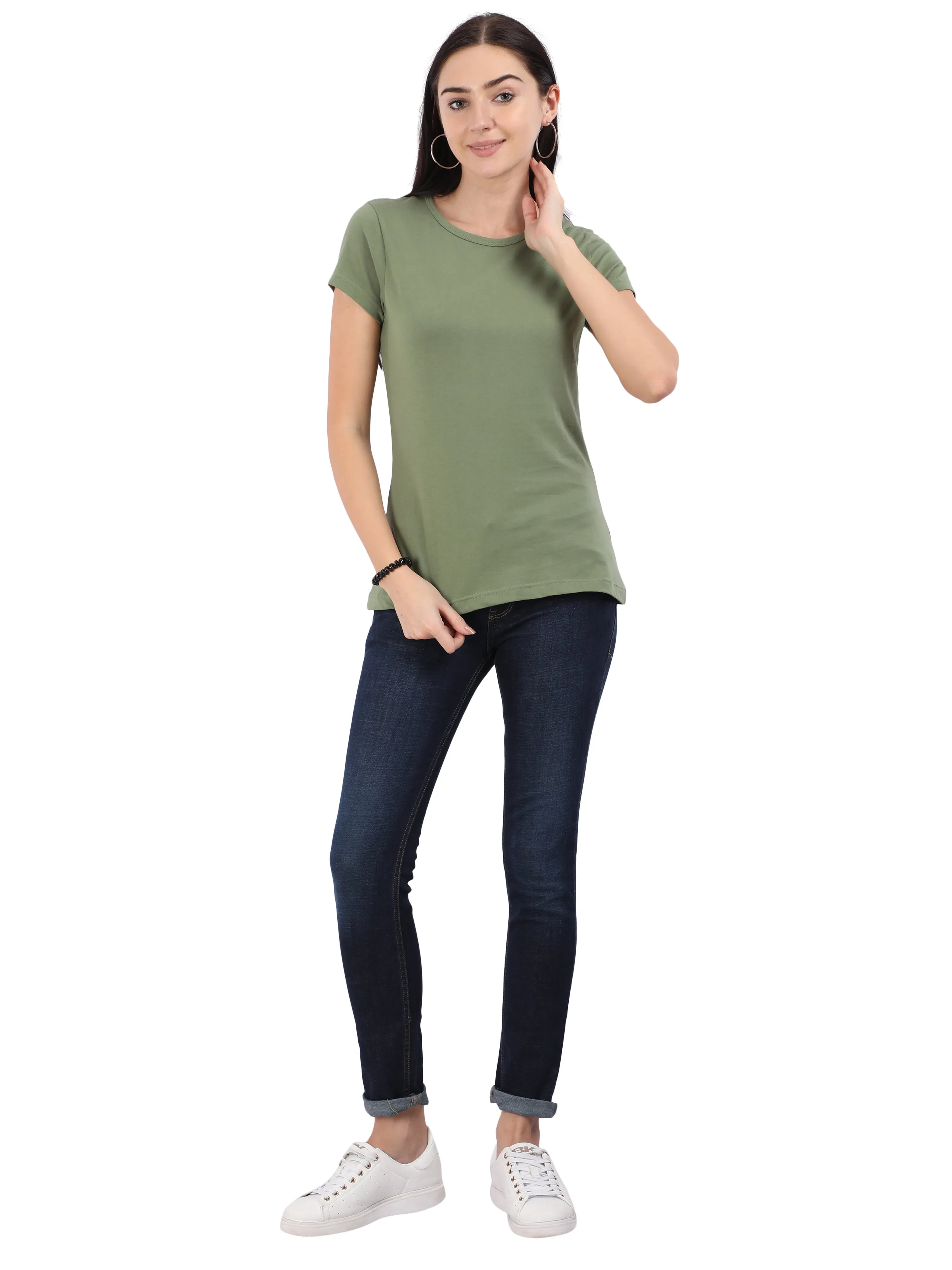 Woodwose Organic Clothing Women's Regular Fit Organic Cotton T-shirt - Olive Green